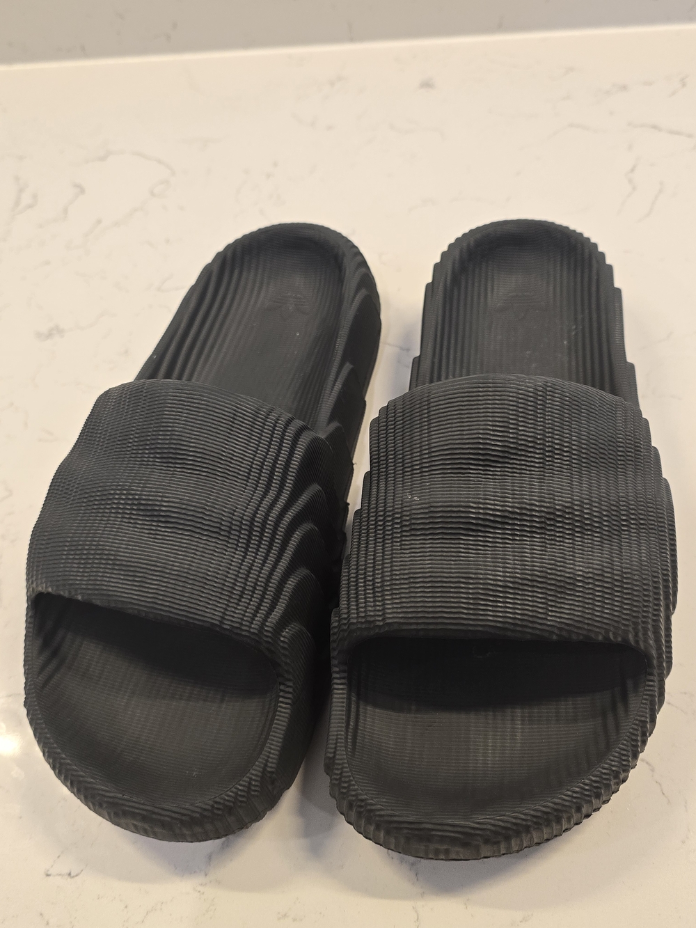 adidas Kids Black Textured Slide Sandals